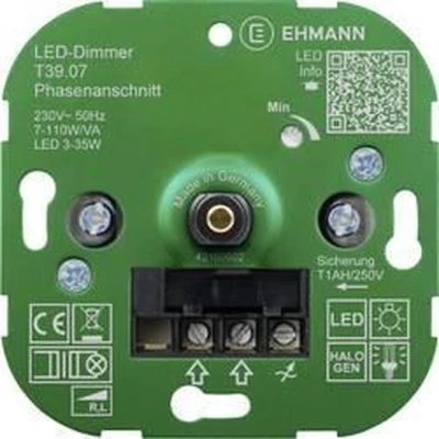 Afbeelding van Ehmann 3900x0700 Dimmer (inbouw) Geschikt voor lampen: Spaarlamp, LED lamp, Halogeenlamp, Gloeilamp