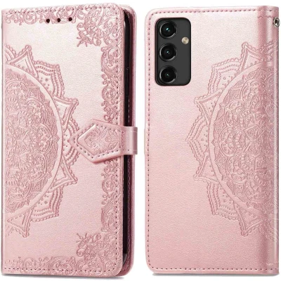 Afbeelding van iMoshion Hoesje Geschikt voor Samsung Galaxy A14 (5G) / (4G) Met Pasjeshouder Mandala Bookcase Rosé Goud