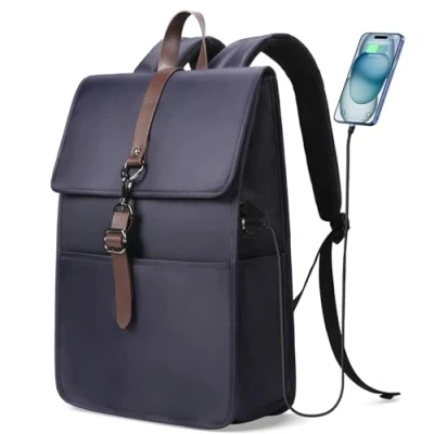 Afbeelding van HEROIC KNIGHT rugzak voor dames en heren, laptoprugzak, 15,6 inch, zakelijke met USB poort, elegante dagrugzak, diefstalbestendig, stadsrugzak, reizen, universiteit, zakelijk, werk,