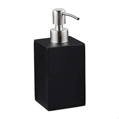 Afbeelding van Relaxdays zeeppompje aanrecht zeepdispenser vierkant handzeeppompje 300 ml pompje zwart