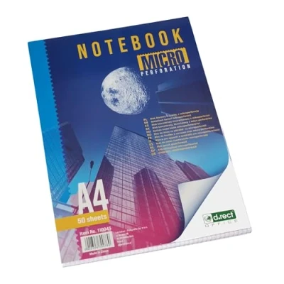 Afbeelding van D.RECT 110045 notitieblok geruit met microperforatie, 70 g/m², DIN A4, 50 vellen
