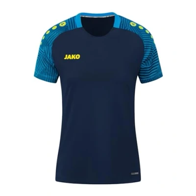 Afbeelding van JAKO 6197 Performance T shirt voor dames, aqua/wit/marineblauw, maat 34 36, Marineblauw.