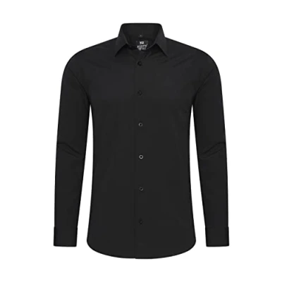 Afbeelding van Rusty Neal Heren Overhemden Overhemd Slim Fit Zwart Maat XXL