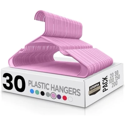 Afbeelding van Utopia Home 30 stuks standaard kleerhangers kunststof robuust ruimtebesparend gekarteld (roze)