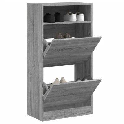 Afbeelding van Schoenenkast 60x34x116 cm bewerkt hout grijs sonoma eikenkleur