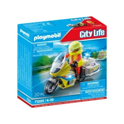Afbeelding van Playmobil City Life Motorfiets voor noodarts met knipperlicht 71205