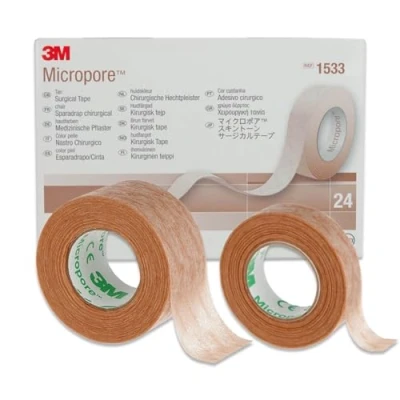 Image de 3M Micropore Tape Lot de 3 rouleaux pansements non tissés, couleur chair avec conseils d&#039;utilisation (français garanti), ruban adhésif médical, extension cils, patch cutané, hypoallergénique