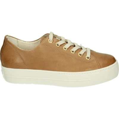 Afbeelding van Paul Green Sneakers laag, Dames, Maat: 37, Cognac Leer