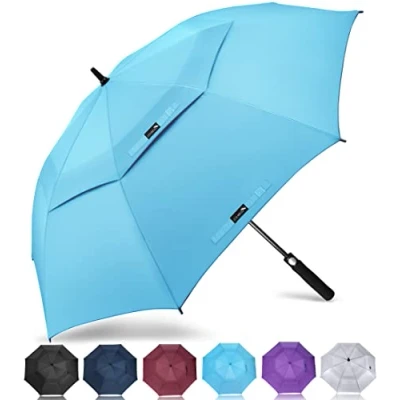 Afbeelding van ZOMAKE Parapluie de Golf Anti Vent Automatique 157cm Extra Grand XXL Solide Umbrella Résistant Double Auvent Venté ImperméAble à L&#039;Eau Coupe Parapluies Homme Femme(Bleu Clair)