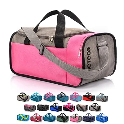 Afbeelding van Sporttas voor dames, heren, kinderen, meisjes, tas, reistas, duffel, modern, fitness, fleece, vakantie, schoudertas, werk, kleine grote sporttas, 20 of 40 liter, Grijs/Roze