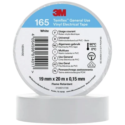 Afbeelding van 3M 165WH5E Isolatietape Wit (l x b) 20 m 19 mm 1 stuk(s)