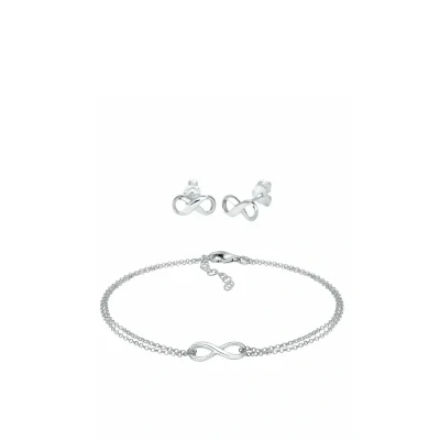 Afbeelding van Elli Jewelry SET Infinity Oorbellen, Dames, Maat: 17, Silber