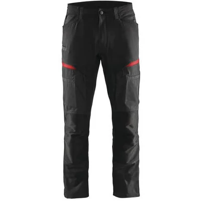 Image de Pantalon services stretch noir/rouge, poche A4 / tablette