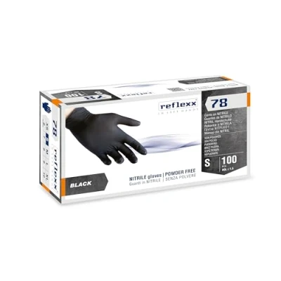 Afbeelding van Reflexx R78 Nitril handschoenen, poedervrij, maat S, zwart (verpakking van 100 stuks)