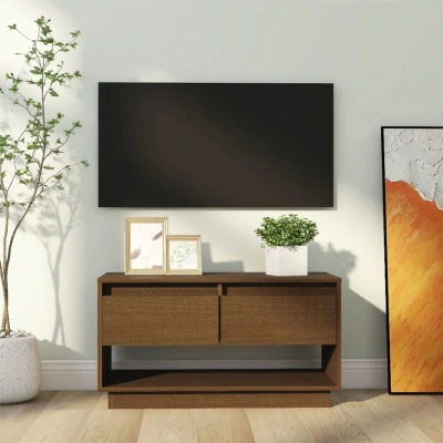 Afbeelding van Tv meubel 74x34x40 cm massief grenenhout honingbruin