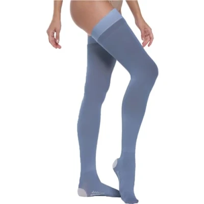 Afbeelding van BeOnTop Antitrombussokken voor dames en heren, medisch, 19 mmHg, uniseks, gegradueerde compressiekousen elastische sokken aderen, Blauw