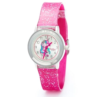 Afbeelding van Kiddus Meisjeshorloge met leerfunctie Glitter en elegantie Japans kwartsuurwerk, roestvrij staal Educatief stijlvol cadeau voor meisjes vanaf 5 jaar