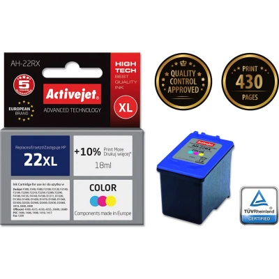 Afbeelding van Activejet AH 22RX inktcartridge (vervanging voor HP 22XL C9352A; Premium; 18 ml; kleur)