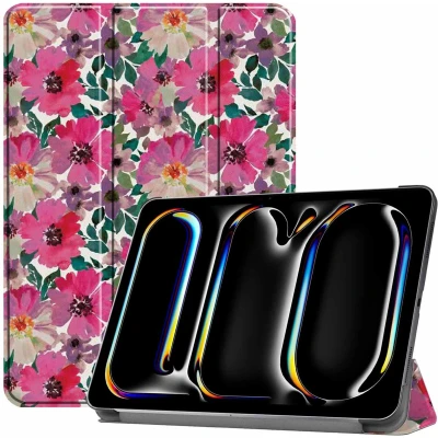 Afbeelding van iMoshion Tablet Hoes Geschikt voor iPad Pro 13 (2024) M4 Design Trifold Bookcase Meerkleurig /Floral Water Color
