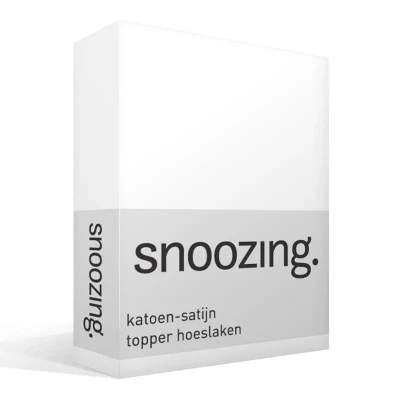 Afbeelding van Snoozing Katoen satijn Topper Hoeslaken Tweepersoons 120x200 cm Wit