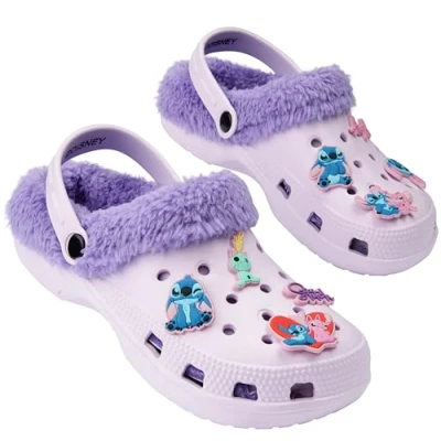 Afbeelding van Disney Kinderpantoffels Stitch pantoffels voor kinderen, meisjes, maten 26 35, gevoerde klompen paars