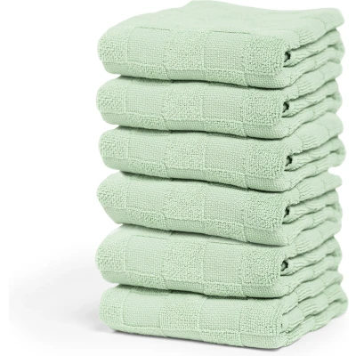 Afbeelding van Cinderella Checkmaid Keukendoek 50x55 cm Green Set van 6