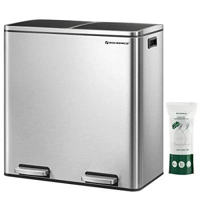 Afbeelding van Songmics Prullenbak Met 2 Compartimenten x 30 L Zwart