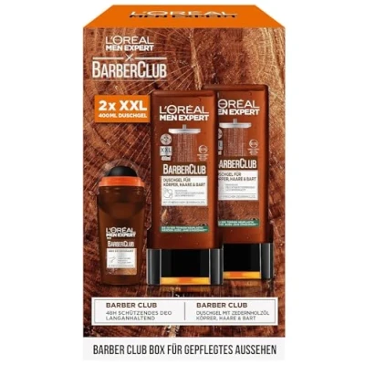 Afbeelding van L&#039;Oréal Men Expert verzorgingsset voor heren, cadeauset met XXL douchegel en roll on deodorant, cadeau mannen, inclusief deodorant cederhoutolie, barber