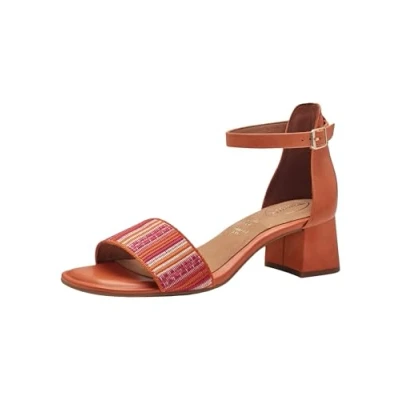 Afbeelding van Tamaris Comfort Sandalen met enkelbandjes, Dames, Maat: 39, Orange comb Leer