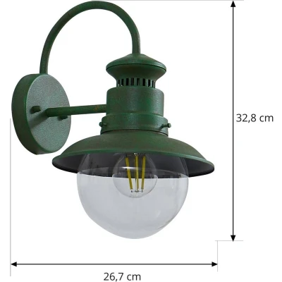 Afbeelding van Lindby buitenwandlamp Celinor, groen, staal, Ø 15 cm