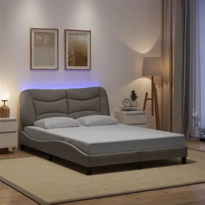 Afbeelding van vidaXL Bedframe met LED verlichting stof taupe 120x200 cm