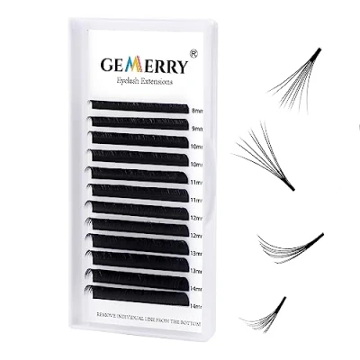 Image de Extension Cils Volume Russe, d curl 0,05 mm 8 14 mix Bouquet de 3D 4D 5D 6D 8D 10D Soie Individuels Eyelash Extensions GEMERRY (0.05 14mm)