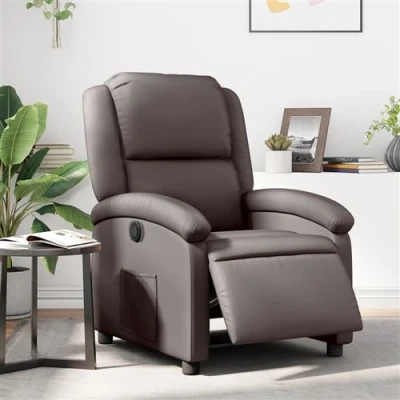 Afbeelding van Fauteuil verstelbaar elektrisch echt leer donkerbruin