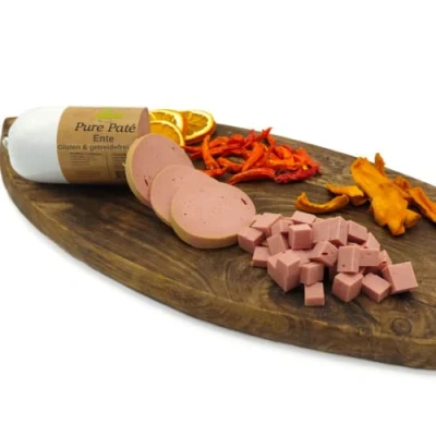 Afbeelding van Paw Natural Puur Eend Vlees Paté, Worst Hondenvoer Kattenvoer 400 gr. Volledig maaltijd Graan en Glutenvrij. Voor hond kat.