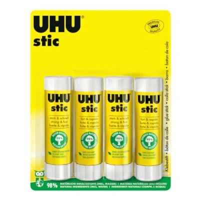 Afbeelding van UHU Stic lijmstift zonder oplosmiddel, wit, 4 stuks van 40 g