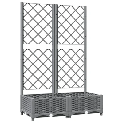 Afbeelding van Plantenbak met latwerk 80x40x121,5 cm polypropeen lichtgrijs