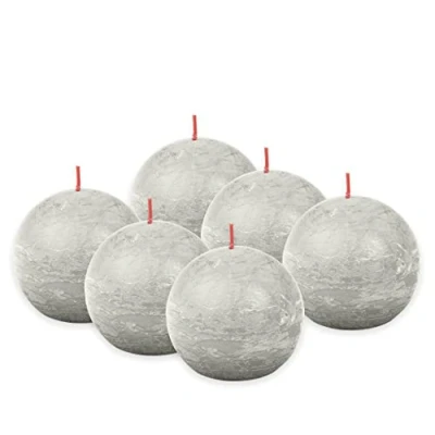 Afbeelding van Bolkaarsen Shine 6 st rustiek 76x71 mm zandgrijs