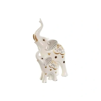 Afbeelding van Decoratieve figuren Home ESPRIT Wit Gouden Olifant Romantiek 11 x 8 19 cm