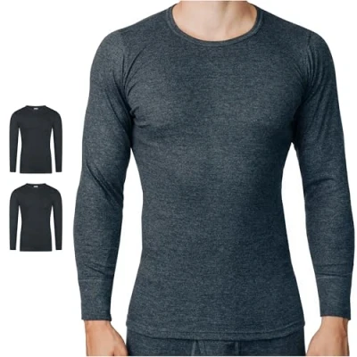Afbeelding van SES Set van 2 herenshirt met lange mouwen 100% katoen, Grijze mix