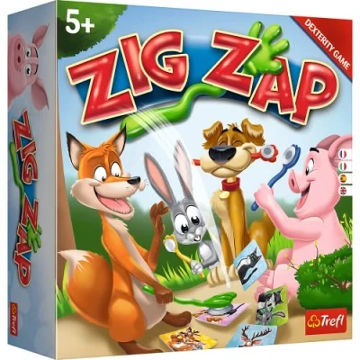 Afbeelding van Trefl Zig Zap Dymanisch boogspel, dierenkaarten, gezelschapsspel, dierenoren en kaartenpakketten, voor volwassenen kinderen vanaf 5 jaar