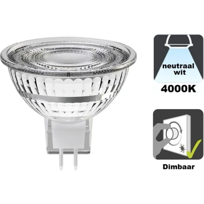 Afbeelding van Dimbare GU5.3 Spot LED Lamp Koel Wit (4000K) 4.6 Watt, vervangt 35W Halogeen Integral