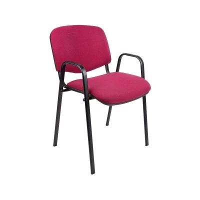 Afbeelding van Vergaderstoel of conferentiestoel basic zwart frame met armleuningen Bordeaux stof