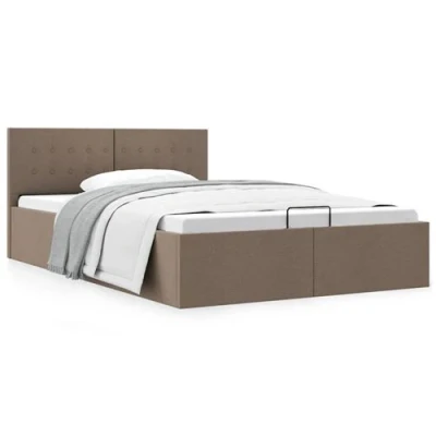 Afbeelding van vidaXL Bedframe met hydraulische opslag stof taupe 120x200 cm