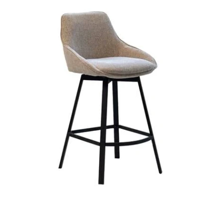 Afbeelding van Giga Meubel Barstoel Stof Taupe Zithoogte 65cm Roos Set van 2