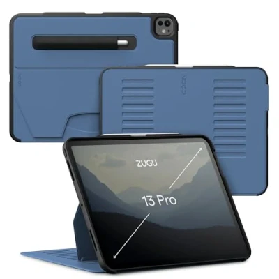 Afbeelding van Zugu case iPad Pro 13 (M4) 2024 oersterke luxe flip over volledige 360˚ bescherming met multifunctionele standaard functie geschikt voor Apple Pencil Slate