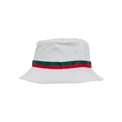 Afbeelding van Flexfit Stripe Bucket hat white/firered/green one size / Vissershoed Wit