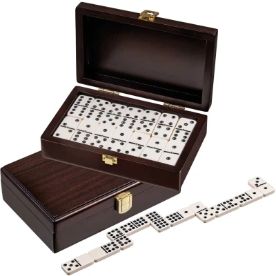 Afbeelding van Philos Domino dubbel 9 walnoten box 20x12,5cm