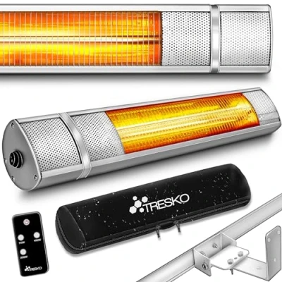 Afbeelding van Tresko Terrasverwarmer Zwart, warmtestraler, 2000W, infrarood, inclusief wandbevestiging