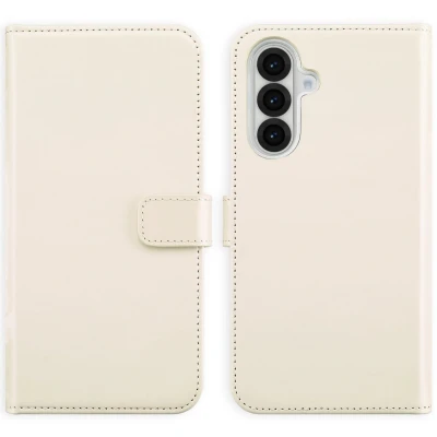 Afbeelding van Selencia Hoesje Geschikt voor Samsung Galaxy A56 Met Pasjeshouder Echt Lederen Bookcase Beige