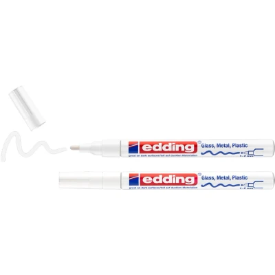 Afbeelding van Viltstift edding 751 lakmarker rond 1 2mm wit blister à 2 stuks
